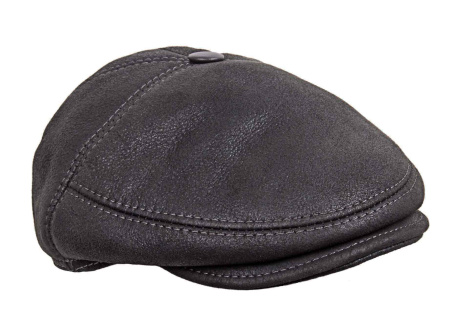 Kožený baret s pravou beranní kožešinou